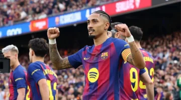 هاتريك رافينها يقود برشلونة لاكتساح إشبيلية بخماسية في الدوري الإسباني